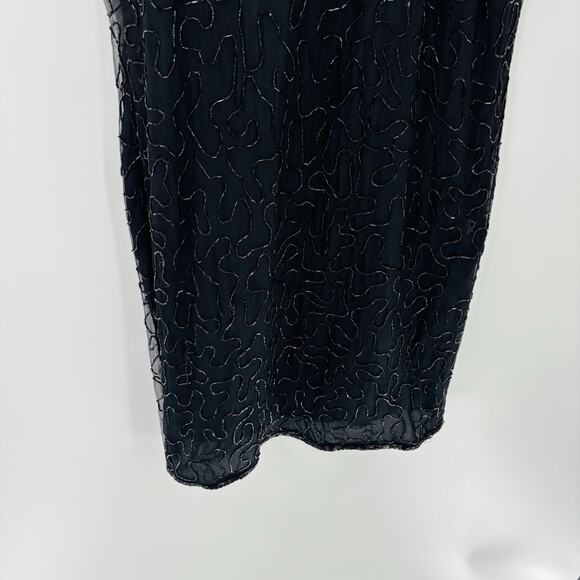 Vintage Stenay 100% Silk Dress Size 10 Womens Black Embroidered Sequin 1980's - Picture 11 of 11